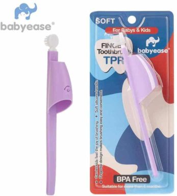 small headed toothbrush with a finger guard for brushing teeth